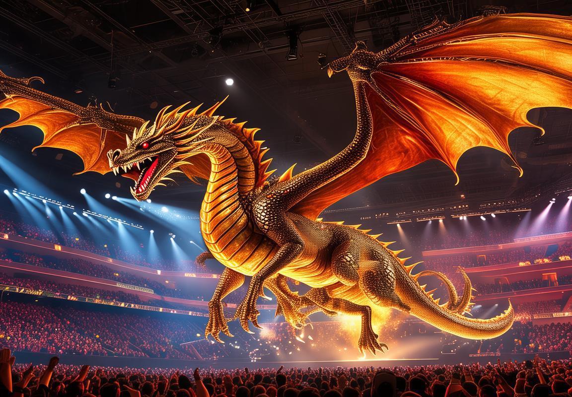 S15开幕式AR技术震撼，虚拟远古龙降临场馆。